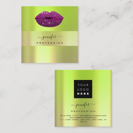 Logo Ips Green Paars Professional Makeup Artist Vierkante Visitekaartje (Voorkant / Achterkant)
