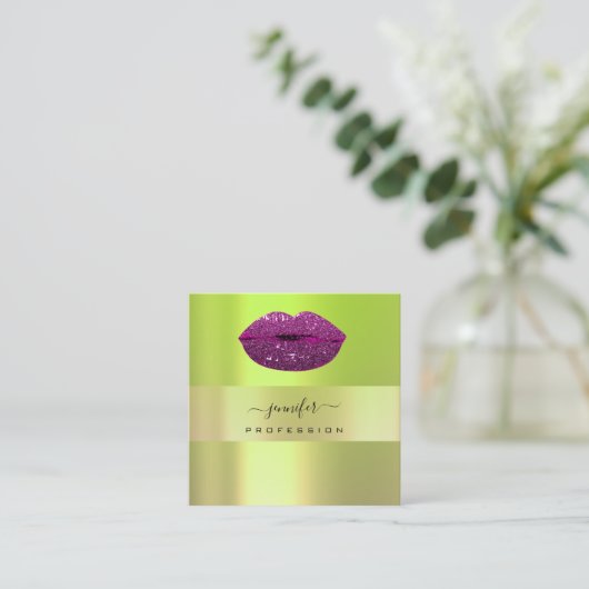 Logo Ips Green Paars Professional Makeup Artist Vierkante Visitekaartje (Staand voorkant)