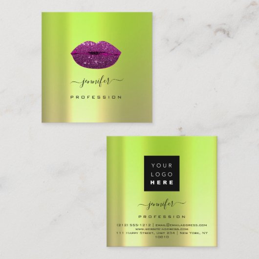 Logo Ips Greenery Violet Professional Makeup Vierkante Visitekaartje (Voorkant / Achterkant)