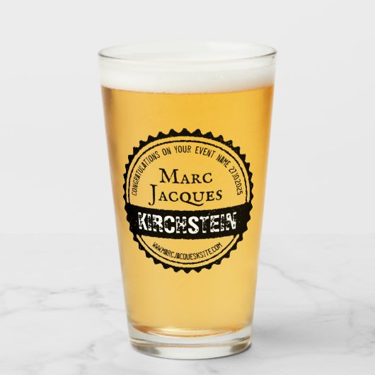  Logo Jouw naam Fles Pet Cirkel Retro Glas (Voorkant gevuld)