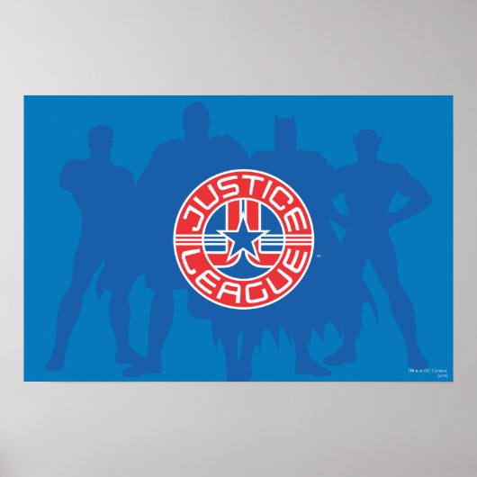 Logo Justice League en Solid Character Background Poster (Voorkant)
