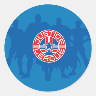 Logo Justice League en Solid Character Background Ronde Sticker