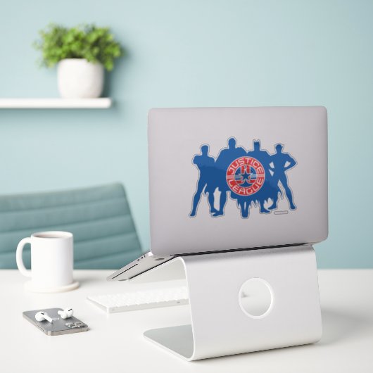 Logo Justice League en Solid Character Background Sticker (Laptop op bureau)