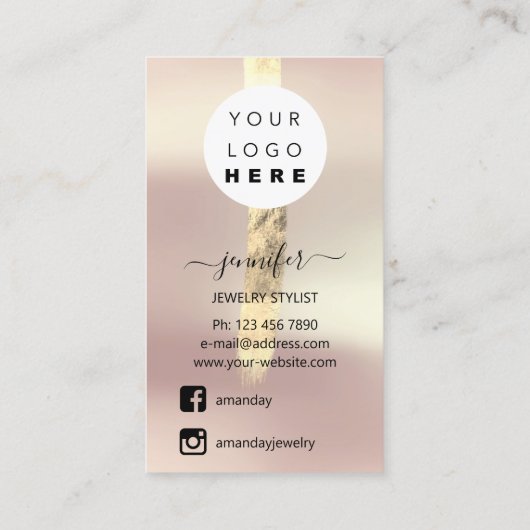 Logo juwelen Kaart Social Media Gold Roos Visitekaartje (Achterkant)