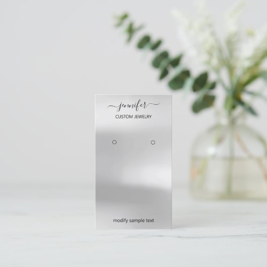 Logo juwelen sociale kaart Silver Grey Visitekaartje (Staand voorkant)