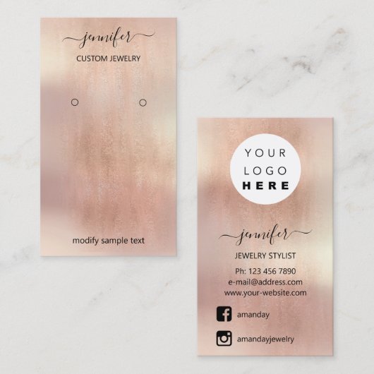 Logo juwelenkaart Sociale media Roos Blush Visitekaartje (Voorkant / Achterkant)