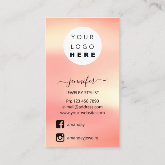 Logo juwelenkaart Sociale media Roos Blush Visitekaartje (Achterkant)