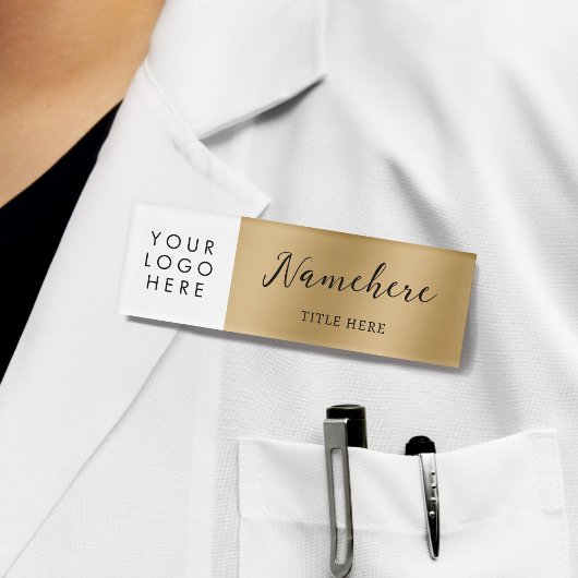 Logo Kalligrafie Elegante Faux Gold Magnet Titel Naambadge