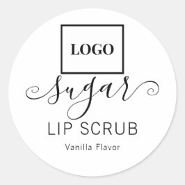Logo kalligrafie suiker lipscrub productlabel ronde sticker