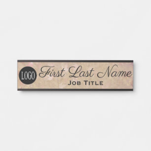 Logo kantoor deur bord elegant roze gouden uitzich deurbordje