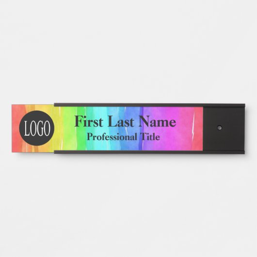 Logo kantoor deurmerken voor regenboogWaterverf Deurbordje (Voorkant)