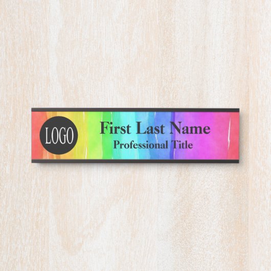 Logo kantoor deurmerken voor regenboogWaterverf Deurbordje (Voorkant)