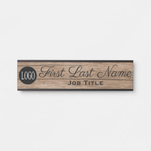 Logo kantoordeur bord elegant houtnerf look deurbordje