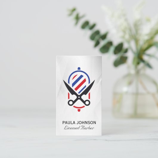 Logo Kapperszaak | Schaar Kapperspaal Visitekaartje (Staand voorkant)