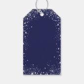 Logo kerstblauwe zilverglitter cadeaulabel (Achterkant)