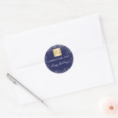 Logo kerstblauwe zilverglitter ronde sticker (Envelop)