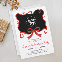 Logo Kerstmis Rood En Zwarte Lint Calligrafie Kaart