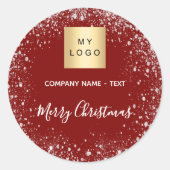 Logo kerstroodzilverglitter ronde sticker (Voorkant)