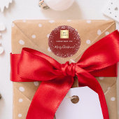 Logo kerstroodzilverglitter ronde sticker