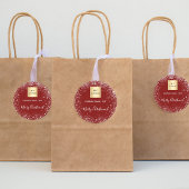 Logo kerstroodzilverglitter ronde sticker