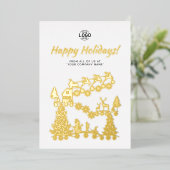Logo kerstscène Gold White Feestdagen Kaart (Staand Voorkant)