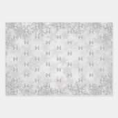 Logo kerstzilversneeuwvlokken inpakpapier vel (Voorkant 3)