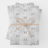 Logo kerstzilversneeuwvlokken inpakpapier vel (In situ)