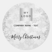 Logo kerstzilversneeuwvlokken ronde sticker (Voorkant)