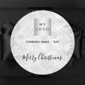 Logo kerstzilversneeuwvlokken ronde sticker