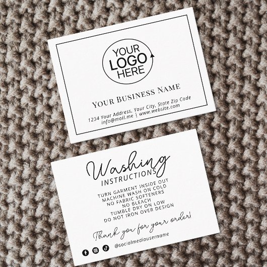 Logo Kleding Verzorgingsinstructies Product Insert Visitekaartje