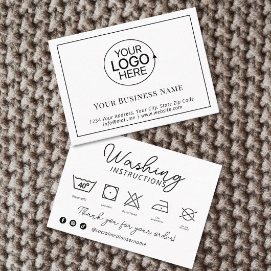 Logo Kledingwasinstructies Producttoevoegingen Visitekaartje