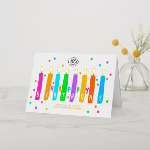Logo Kleurrijke Kaarsen Zakelijke Verjaardagskaart Folie Feestdagenkaart