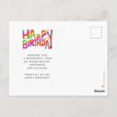 Logo kleurrijke vun Crayon Handgeschreven Birthday Briefkaart (Achterkant)