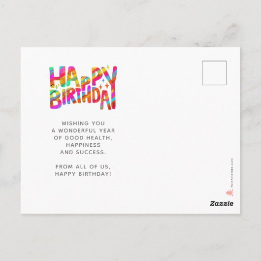 Logo kleurrijke vun Crayon Handgeschreven Birthday Briefkaart (Achterkant)