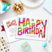 Logo kleurrijke vun Crayon Handgeschreven Birthday Briefkaart