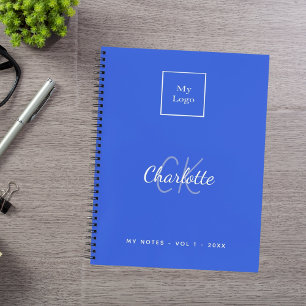 Logo koninklijk blauw monogram modern bedrijf notitieboek