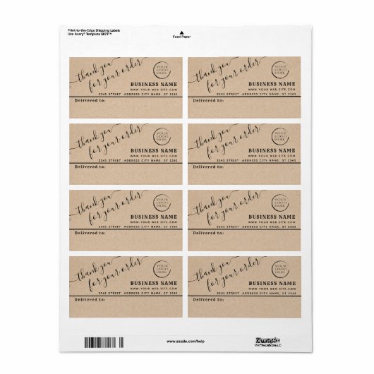 Logo Kraft bedankt je zakelijke maillabel Etiket (Full Sheet)