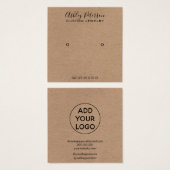 Logo kraft rustic minimalist stud earing display vierkante visitekaartjes (Voorkant /achterkant)