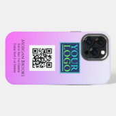 Logo/Kunst/Foto, QR-code, naam, verloop rood viole iPhone Hoesje (Achterkant horizontaal)