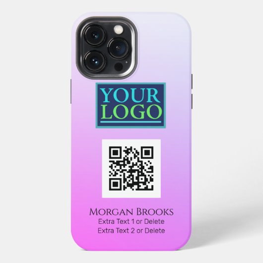 Logo/Kunst/Foto, QR-code, naam, verloop rood viole iPhone Hoesje (Achterkant)