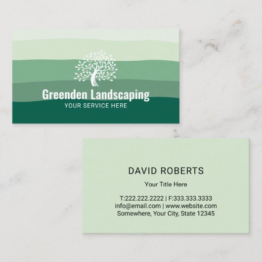 Logo landschapsontwerp van de groene grijsschaduwe visitekaartje (Voorkant / Achterkant)