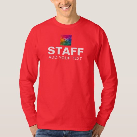Logo lange hoes Mannen Rood van het team van het p T-shirt (Voorkant)