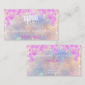 Logo Lash Haar Make-up Nails Roze Holograaf Visitekaartje (Voorkant / Achterkant)