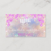 Logo Lash Haar Make-up Nails Roze Holograaf Visitekaartje (Voorkant)