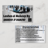 Logo Lashes Aftercare Instruction Blue Silver Visitekaartje (Voorkant / Achterkant)