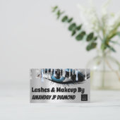 Logo Lashes Aftercare Instruction Blue Silver Visitekaartje (Staand voorkant)