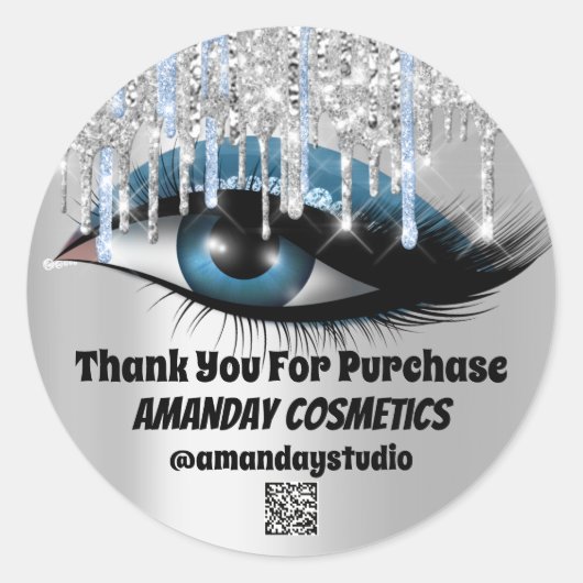 Logo Lashes Extension Makeup Artist Gray QRCODE Ronde Sticker (Voorkant)
