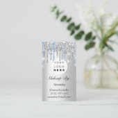 Logo Lashes Extension Makeup Artist Silver Visitekaartje (Staand voorkant)