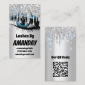 Logo Lashes Makeup Artist Drift Blue QR Code Visitekaartje (Voorkant / Achterkant)