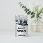 Logo Lashes Makeup Artist Drift Blue QR Code Visitekaartje (Staand voorkant)